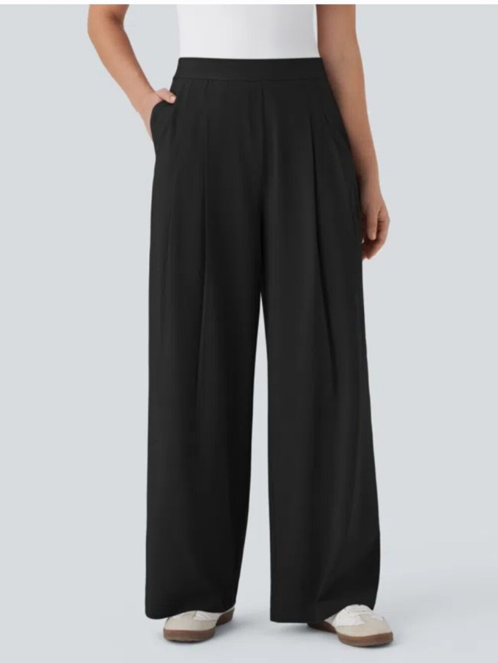 Halara Breeze High Waisted Pocket Wide Leg Pants Black MT EUC